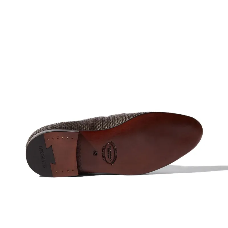 SCAROSSO Henri Brown Woven Loafers-4
