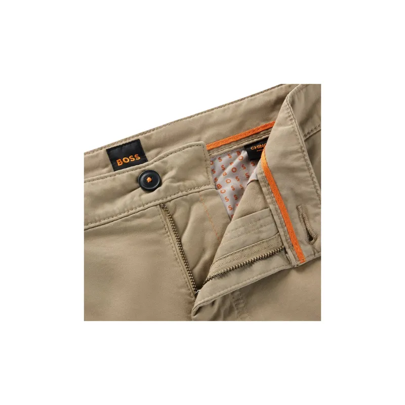 HUGO BOSS SS24 Tapered Fit Chinos In Stretch Cotton Satin Casual Pants Men's Light Coffee-5