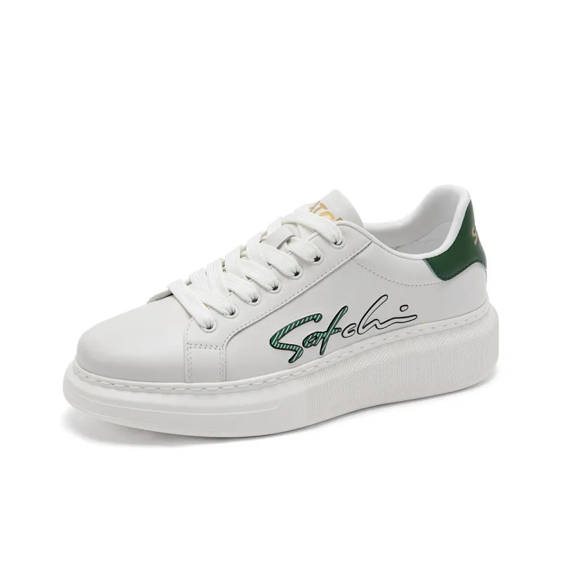 Satchi Low Top Skateboard Shoes Men's White Green-0