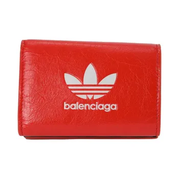 Balenciaga Adidas Collaboration Leather Wallet Women's Red