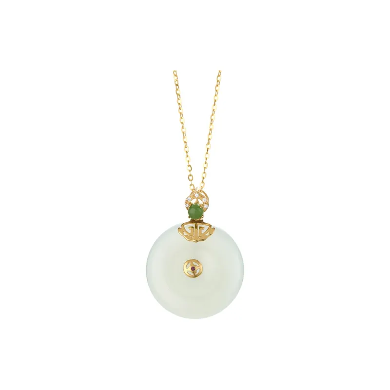 Linguanying Hetian Jade Necklaces White Jade/Pale Greenish White Jade Women's-0