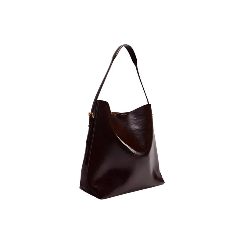 ZARA Polyurethane Bucket Bag, Handbag, Shoulder Bag Tubas Women's Brown-1