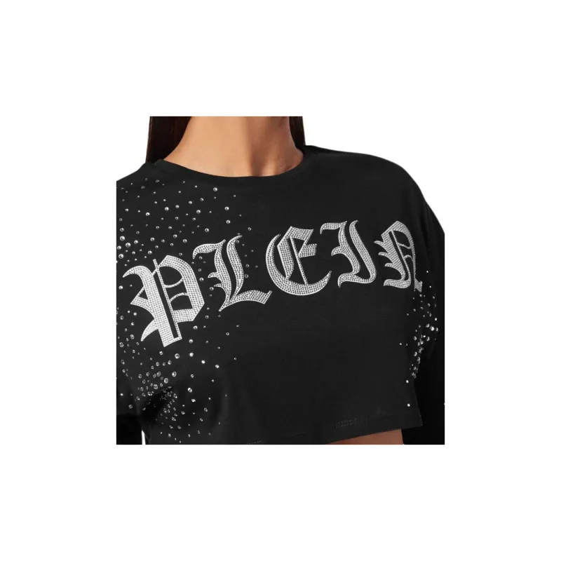 PHILIPP PLEIN Crystal embellished Cropped T shirt-4