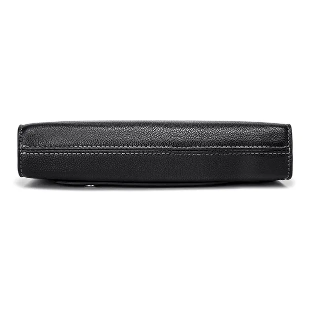 FAIRWHALE Top Grain Cow Leather Clutch Men's Elegant Black-4