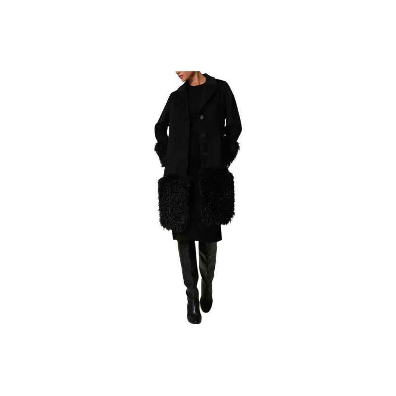 Twinset Faux Fur Trim Belted Coat-1