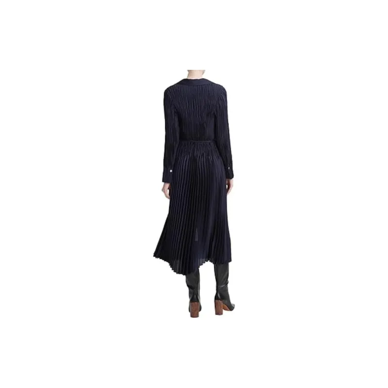 VINCE Long sleeve Pleated Shirtdress-1