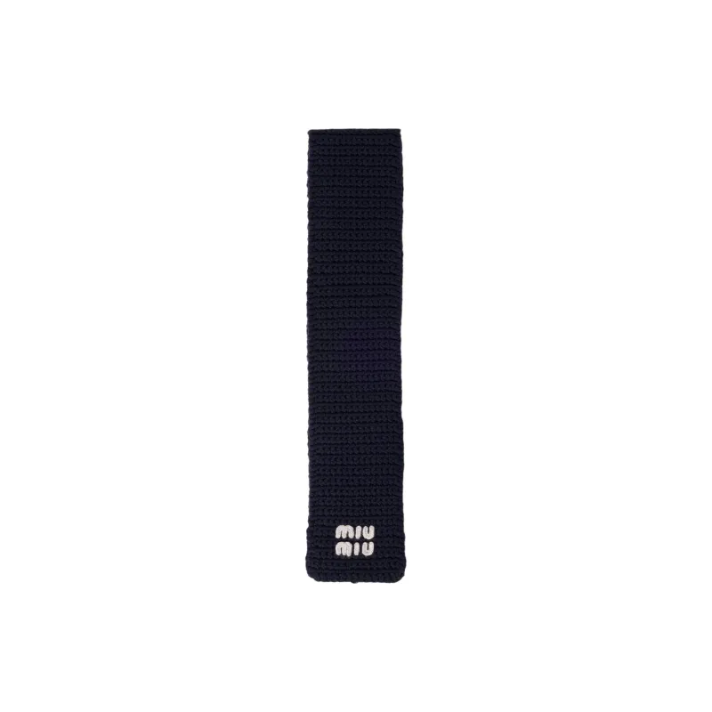 MIU MIU Wool Fabric Knit Scarves Unisex Blue-0