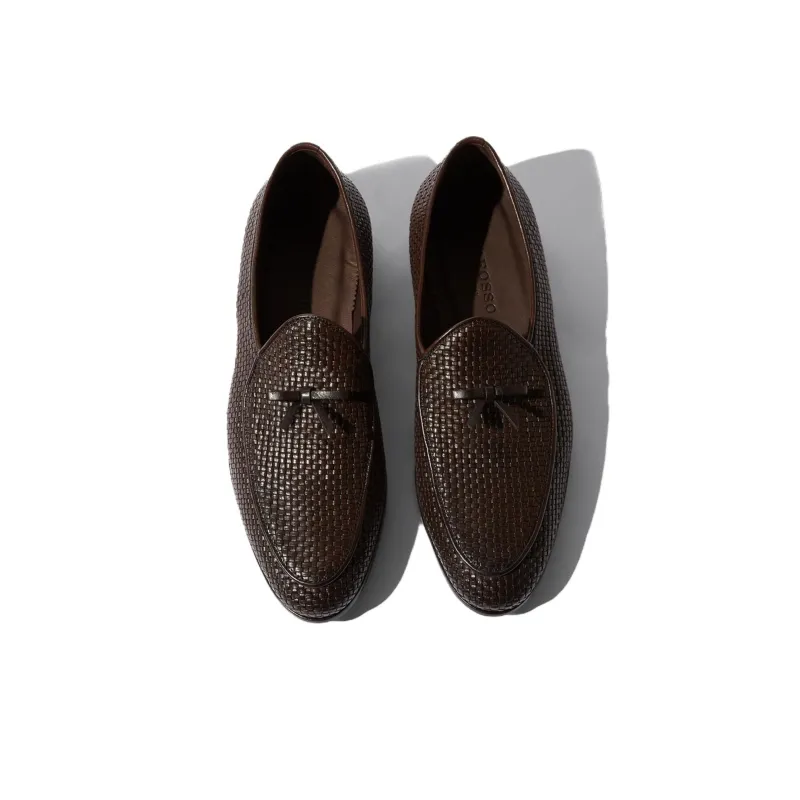 SCAROSSO Henri Brown Woven Loafers-3