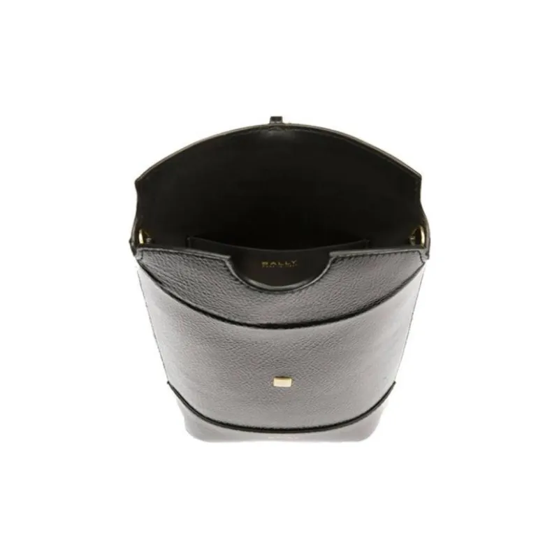 BALLY Cow Leather Bucket Bags Shoulder Bag Crossbody Bag Mini Women's Black-3