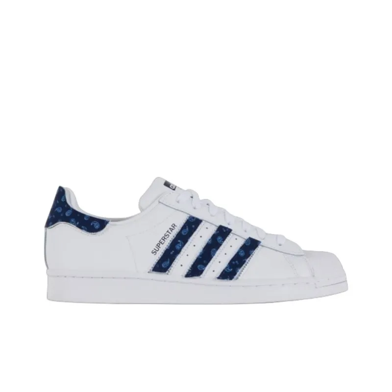Adidas Superstar Series Anti-Slip Wear-Resistant Low-Top Skateboard Shoes Men's White Blue-1