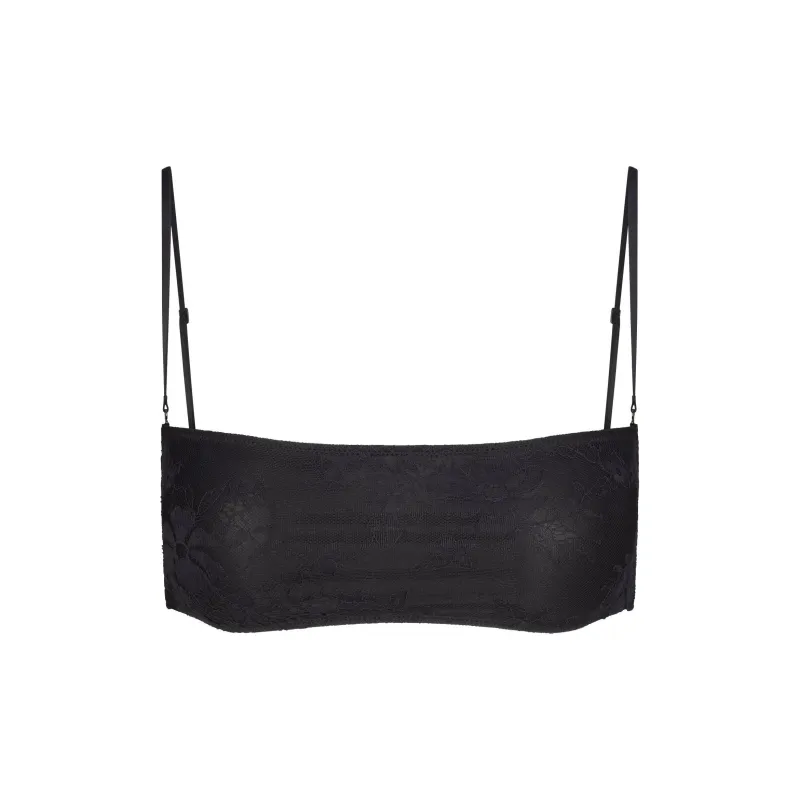 SKIMS FW24 ULTRA FINE LACE BANDEAU Bra Women's 1 Pack ONYX/Onyx-1