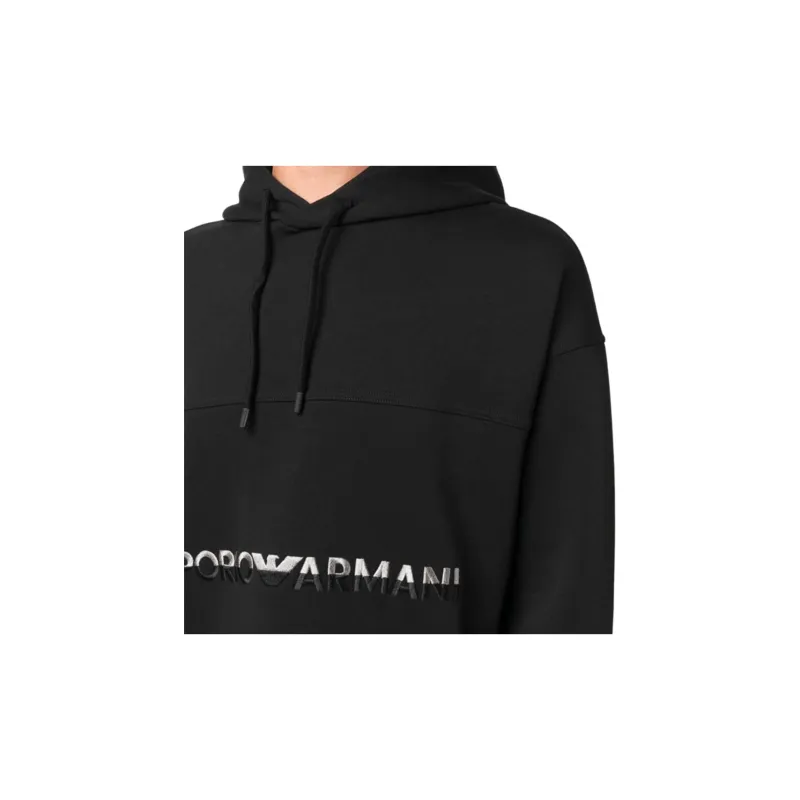 EMPORIO ARMANI Logo embroidered Cotton Hoodie-4