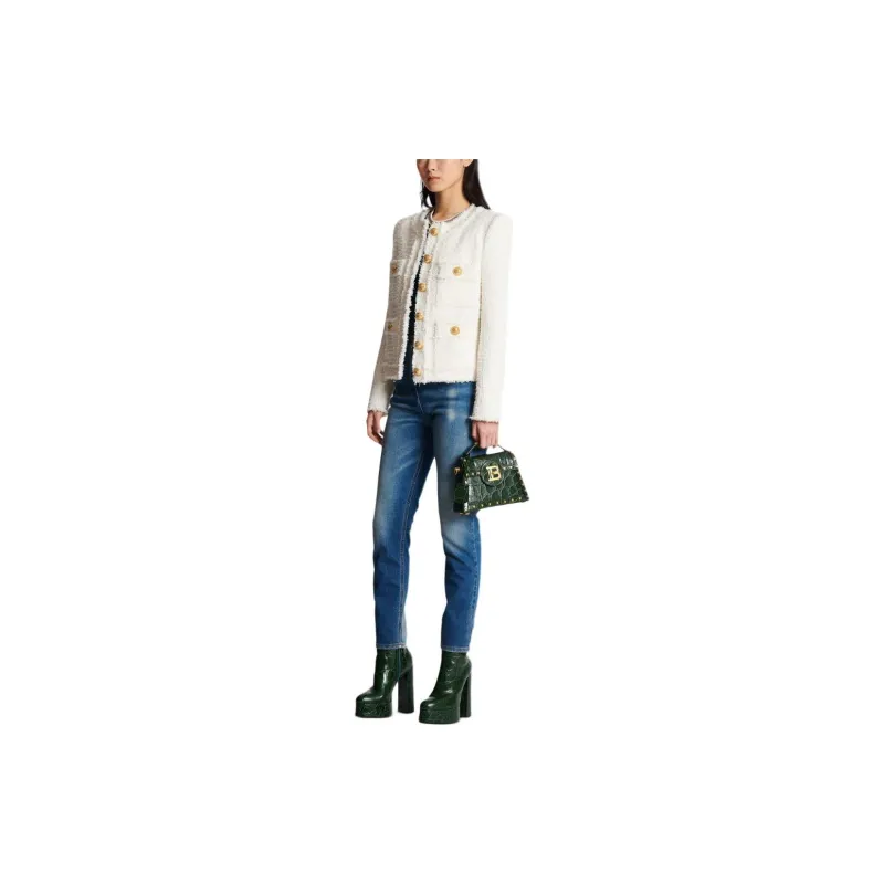 BALMAIN Cropped Tweed Jacket-4