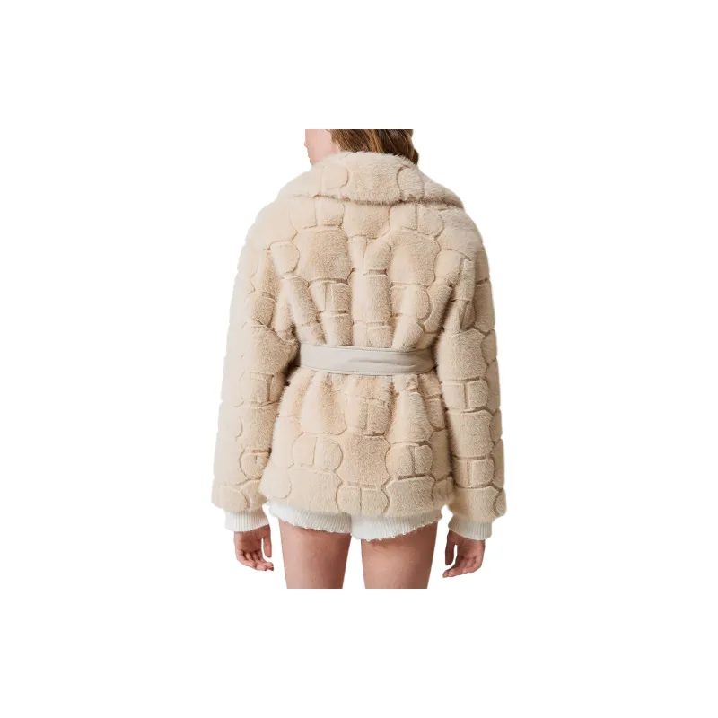 Twinset Faux fur Belted Jacket-3