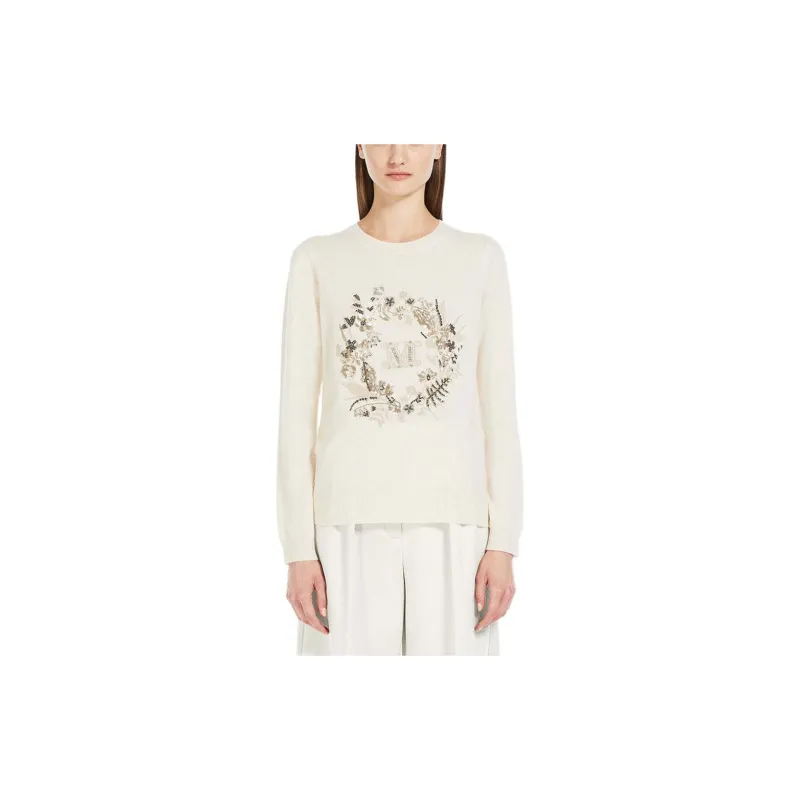 MaxMara Logo Embellished Crewneck Jumper-3