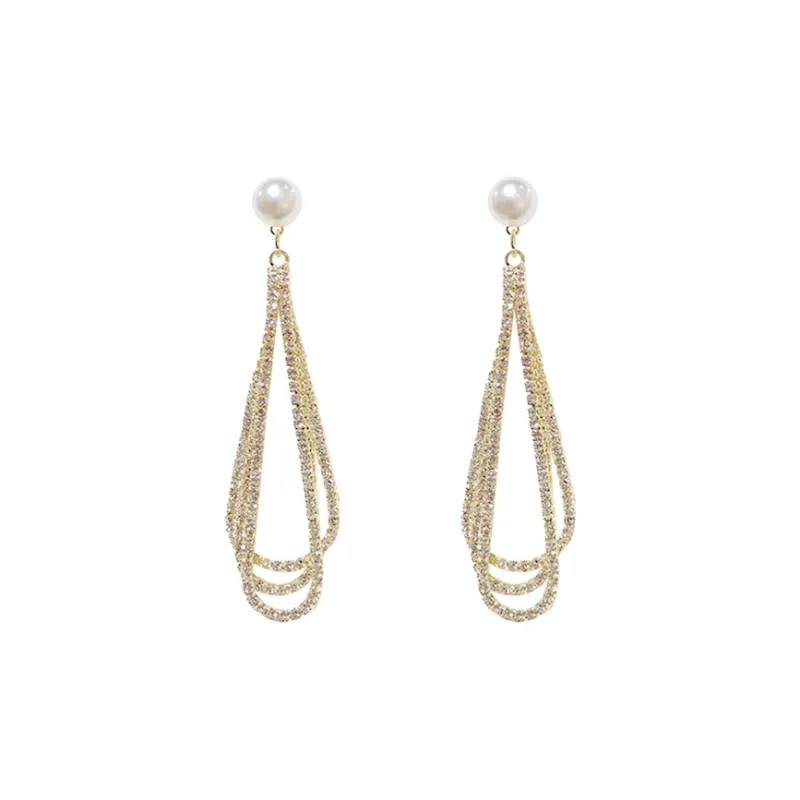 NATURALLYJOJO 925 Sterling Silver Needle Zircon Faux Pearl Earrings Women's Gold-0