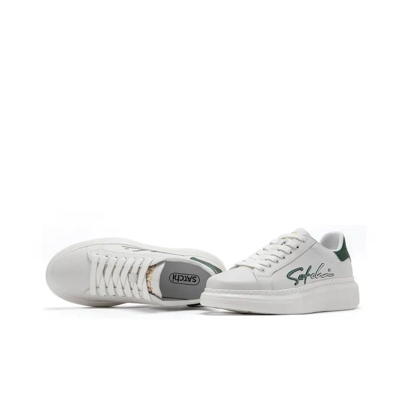 Satchi Low Top Skateboard Shoes Men's White Green-3