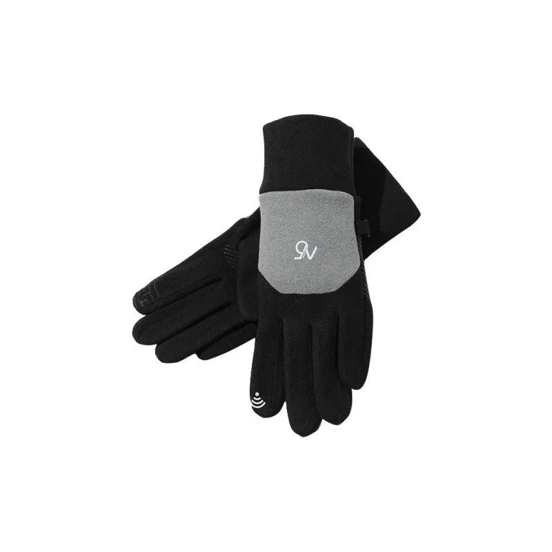 15 MINS Polyester Elastane Knit Gloves Women's Black Dark Gray Khaki Pink-6