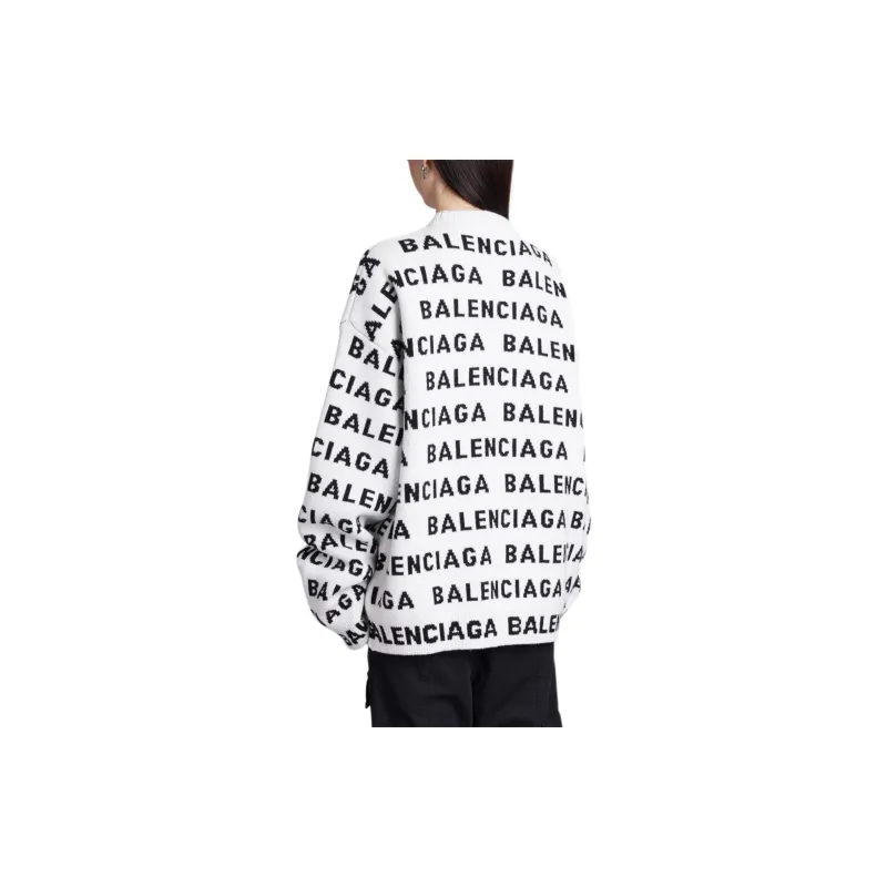 Balenciaga Allover Logo Intarsia Knitted Jumper-2