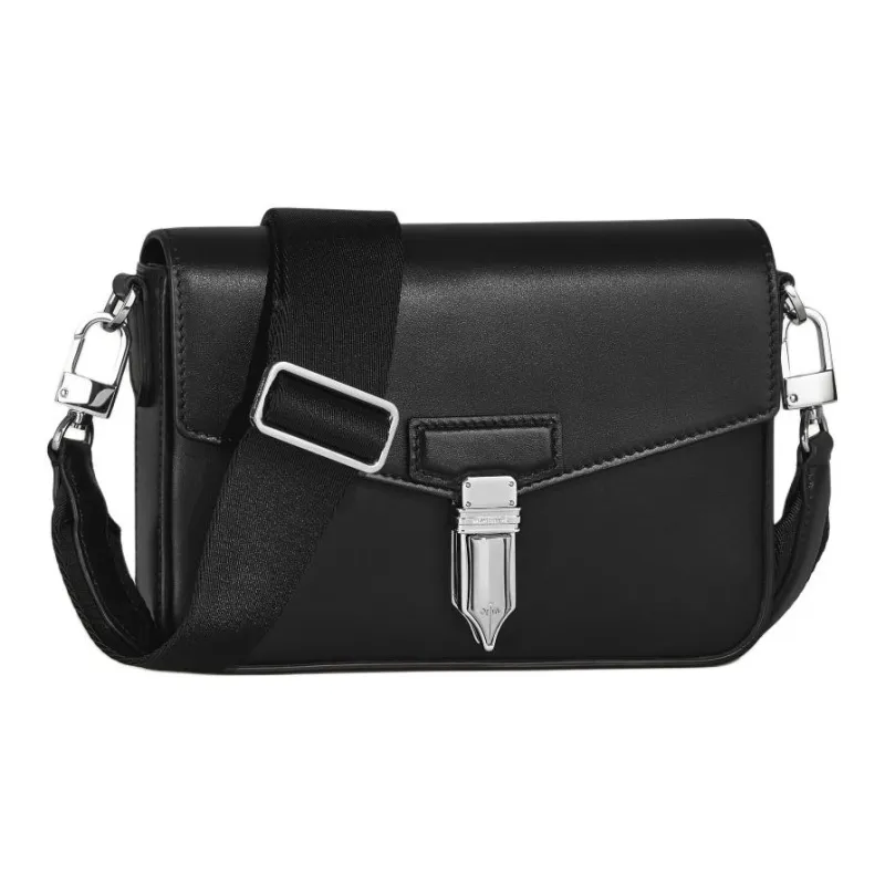 MONTBLANC Soft Leather Series Full Grain Cow Leather Messenger Bag, Shoulder Bag, Crossbody Bag Regular Men's Black-1