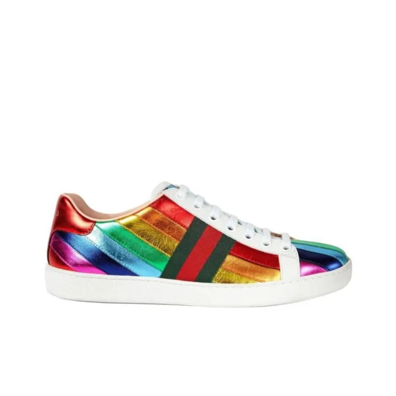 GUCCI ACE Low Top Skateboard Shoes Women's Rainbow-1