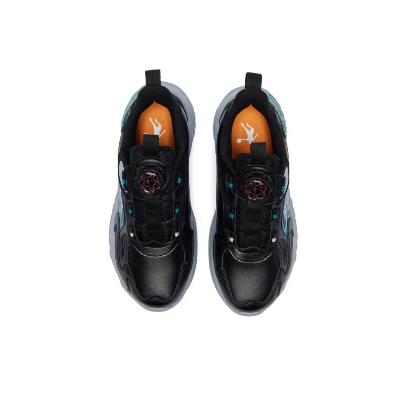 QIAODAN Anti Slip Wear Resistant Low Top Kids Lifestyle Shoes Black Blue Teenagers-3