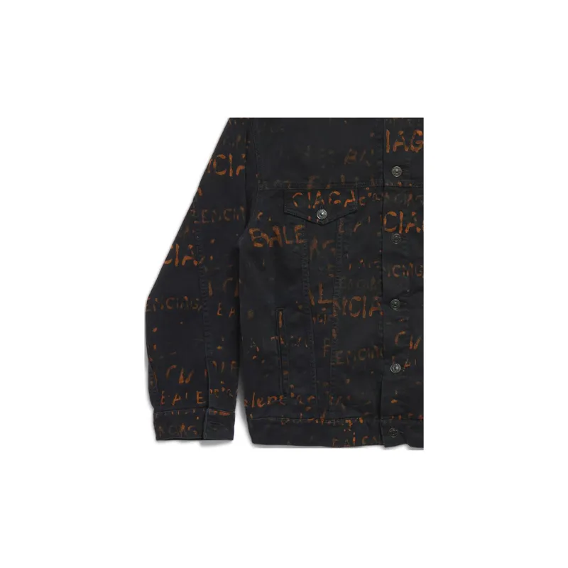 Balenciaga FW24 Denim Jacket Loose Fit Style Unisex Black-3
