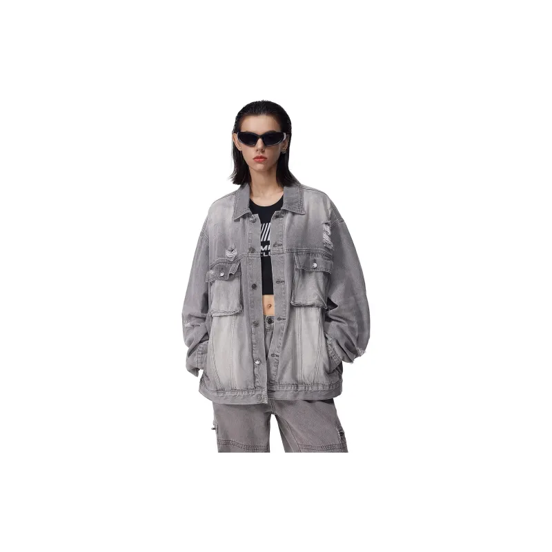 FDR Denim Jacket Unisex Gray White-3
