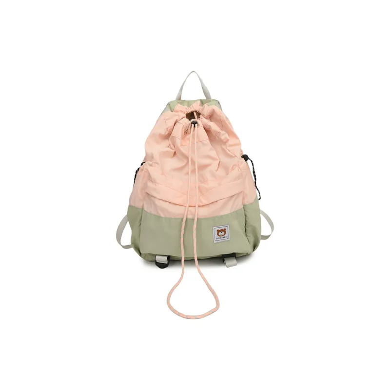 Morellybear Fabric Backpack Regular Women's Green With Pink/Black-0
