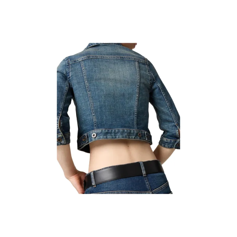 MIU MIU Cropped Stretch Denim Jacket 'Navy'-1