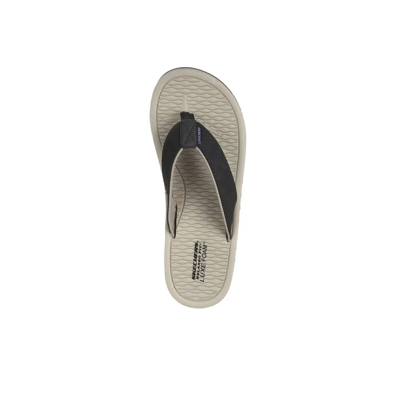 Skechers Relaxed Fit Abrasion-Resistant Slip-Resistant Flip Flops Men's Black Brown-3