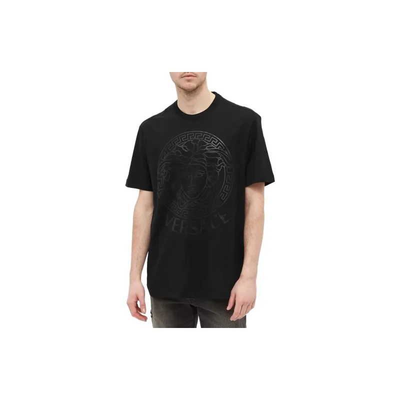 VERSACE VERSACE Medusa Print Casual Crew Neck Short Sleeved T Shirt T Shirt Men's Black-3