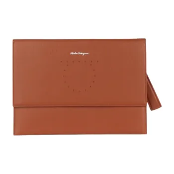 FERRAGAMO Calfskin Clutch Women's Rusty Red
