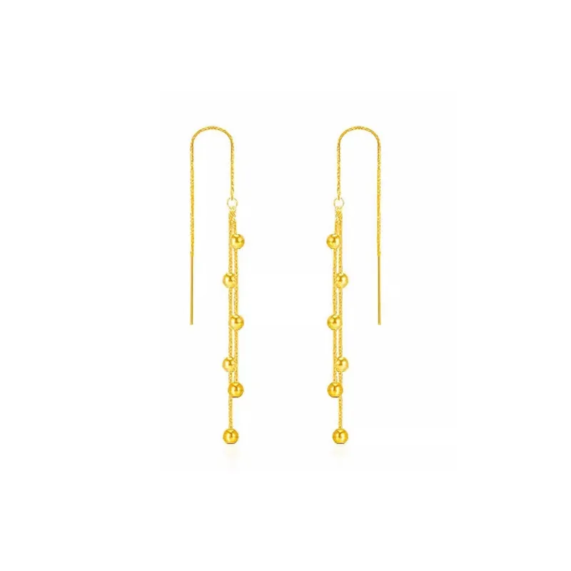 CHINA GOLD 18K Gold Drop Earrings Women's-0