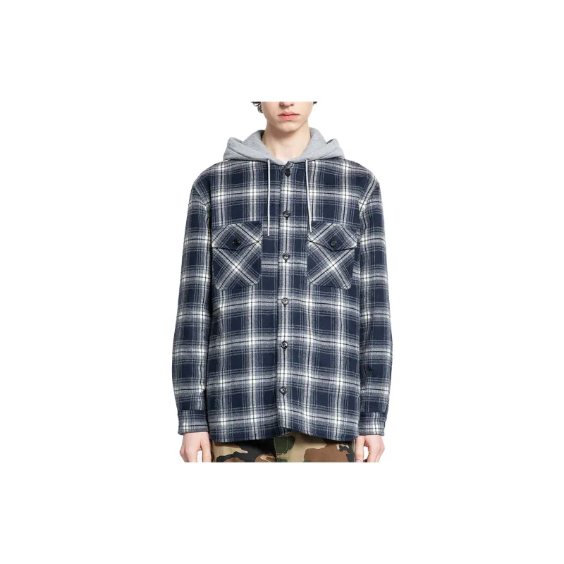 CELINE Hooded Checked Cotton Overshirt-2
