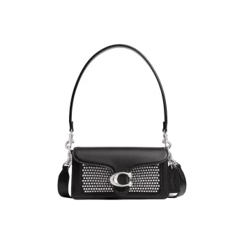 COACH Tabby Calfskin Shoulder Bag, Crossbody Bag, Handbag Trumpets Women's Silver & Black