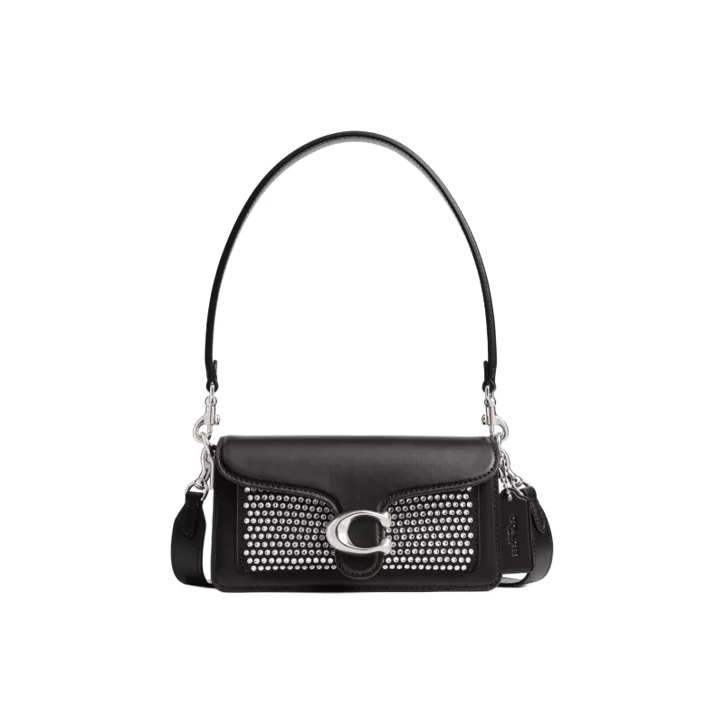 COACH Tabby Calfskin Shoulder Bag, Crossbody Bag, Handbag Trumpets Women's Silver & Black-0
