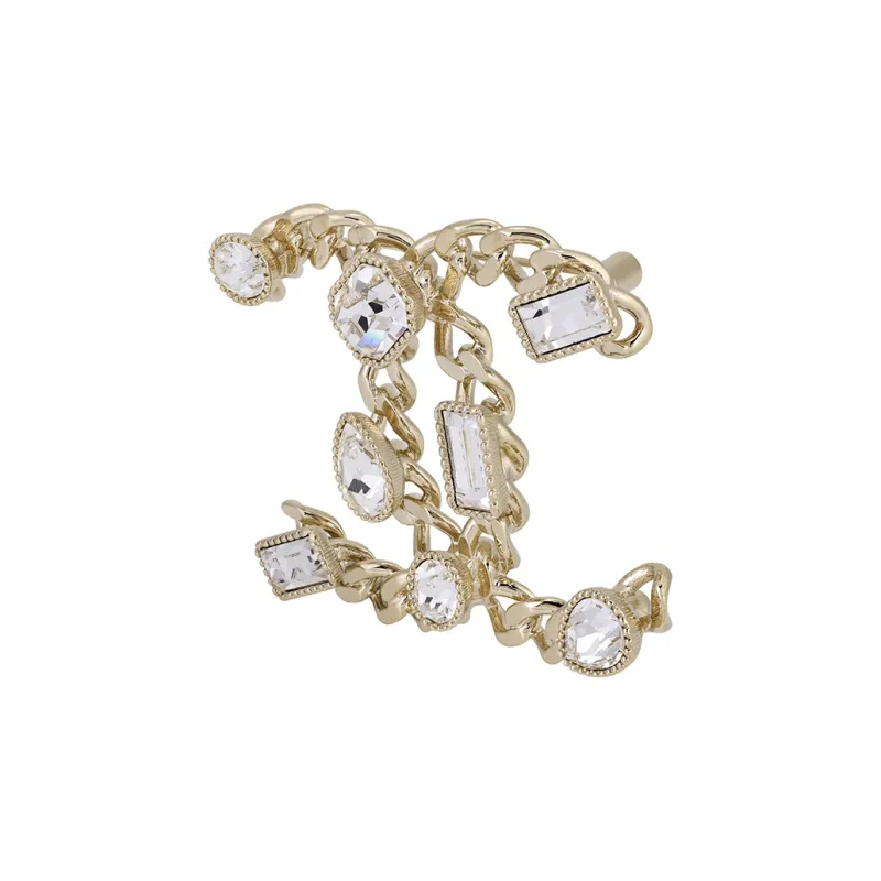 CHANEL Rhinestone Brooches Women's Gold-1