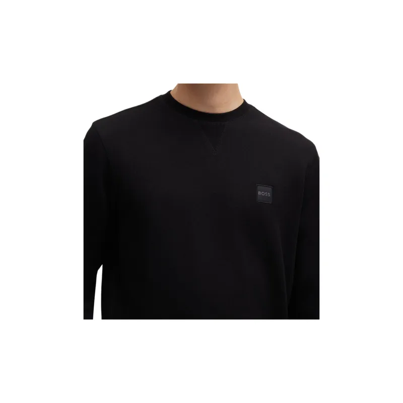 HUGO BOSS Cotton Terry Relaxed Fit Sweatshirt With Logo Patch Sweatshirt Men's Black-4