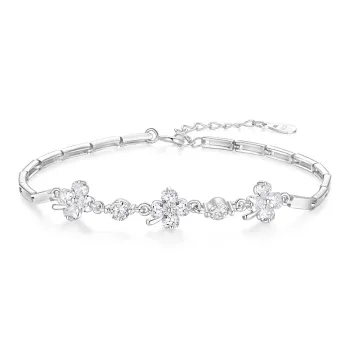 KADER Lucky Four Leaf Clover Series 925 Sterling Silver Bracelets Women's Silver Anniversary Gift