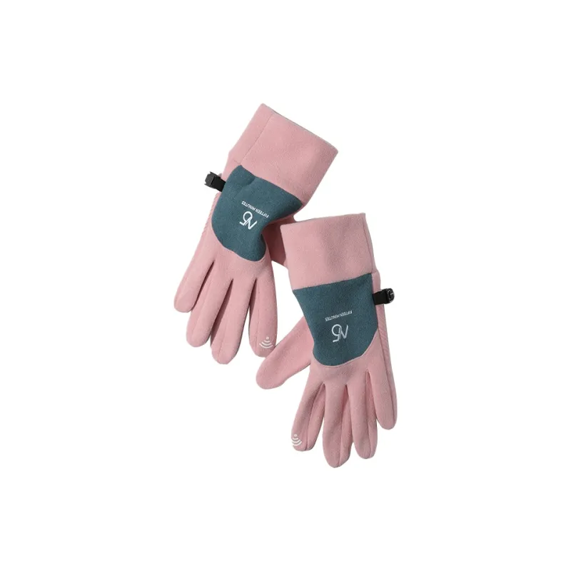 15 MINS 92% Polyester 8% Elastane Knit Gloves Women's Dark Gray/Khaki/Black/Pink-7