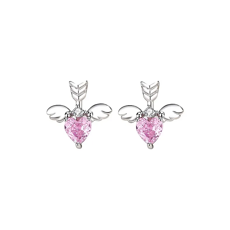 UX S925 Silver Zircon Stud Earrings Women's-0
