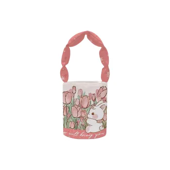 AOSONG Suede Tech Fabric Handbag Women's A Sea Of Tulip Flowers