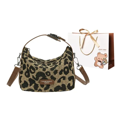 ERANGBEAR PU Patch Fabric Handbag, Shoulder Bag, Crossbody Bag Women's Leopard Print Style