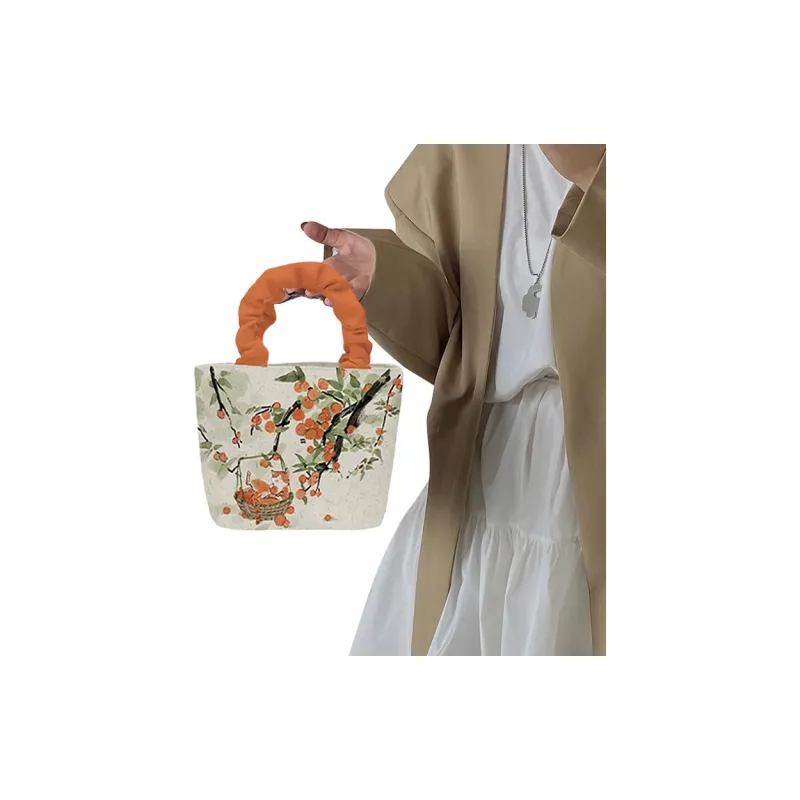 AOSONG Suede Technology Fabric Shoulder Bag, Crossbody Bag, Handbag Women's White Orange-4