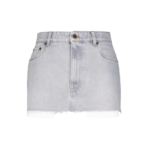 MIU MIU Denim Short Skirts Women's Gray