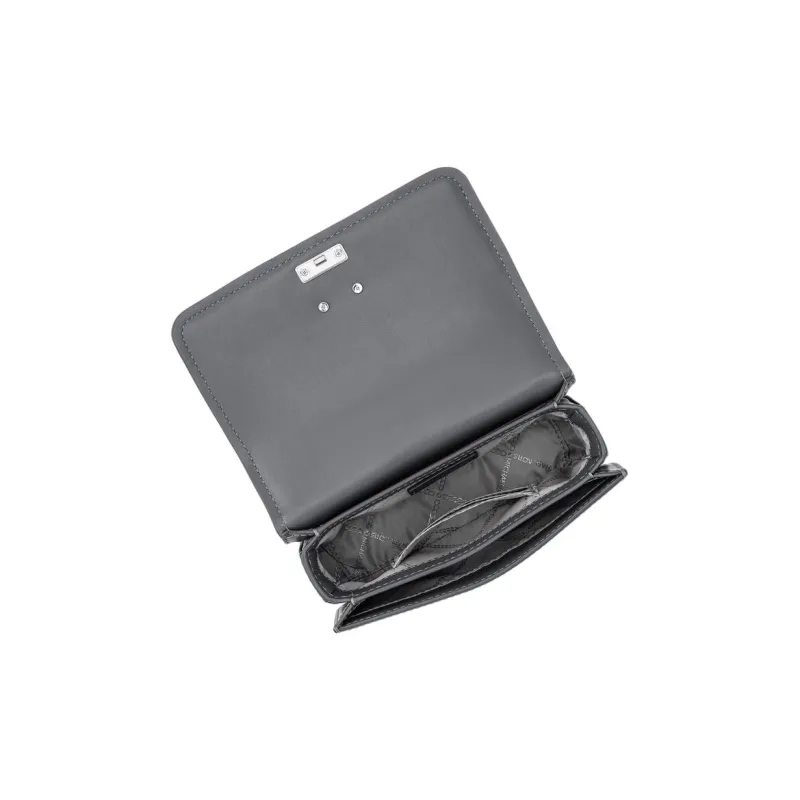 MICHAEL KORS Delancey Cow Leather Shoulder Bag, Crossbody Bag, Handbag Small Size Women's Slate Gray-2