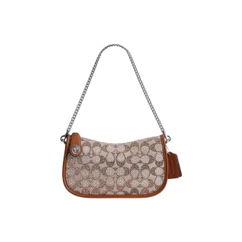 COACH Signature Jacquard Portable Crossbody Bag, Shoulder Bag Medium Size Women's Polished Amber