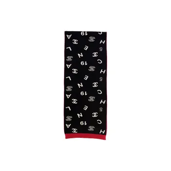 CHANEL Knit Scarves Unisex Black