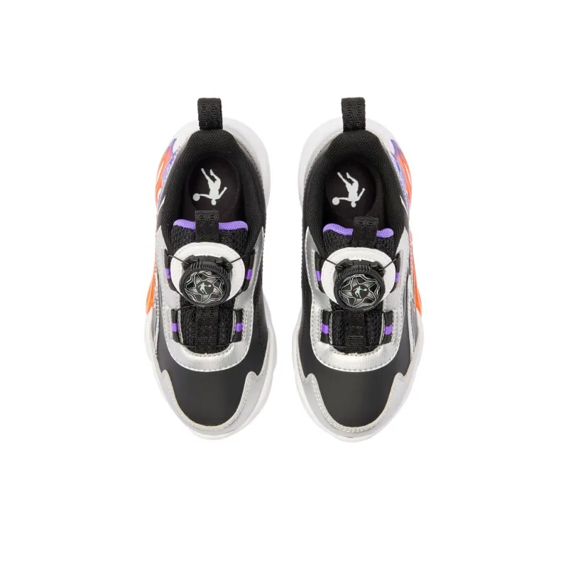QIAODAN Slip Resistant Cushioning Low Top Kids Lifestyle Shoes Black Purple Children Aged 3 7 Years Old-2